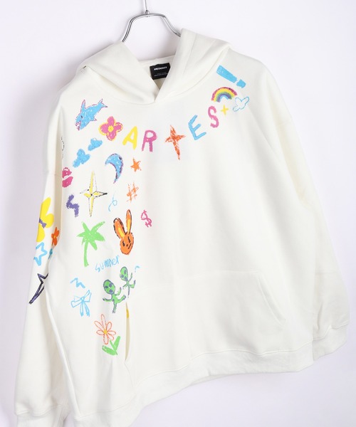 WESTSEA(ウエストシー)の「落書きモチーフ プルパーカー 長袖(パーカー・メンズ・ホワイト/ブラック・M/L/XL)」の9枚目の写真