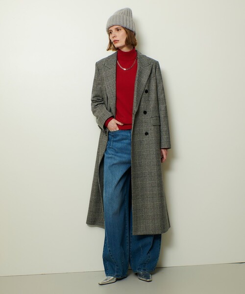 allureville タータンチェックコート　美品⭐️ allureville（アルアバイル）の「グレンチェックロングチェスター