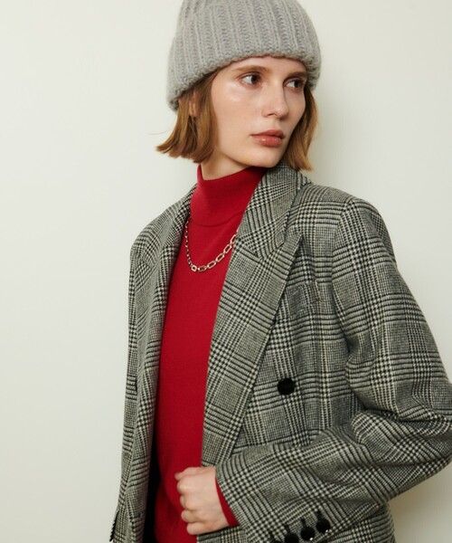 グレンチェックロングチェスターコート（チェスターコート