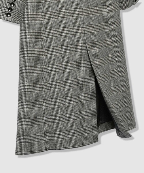 グレンチェックロングチェスターコート（チェスターコート