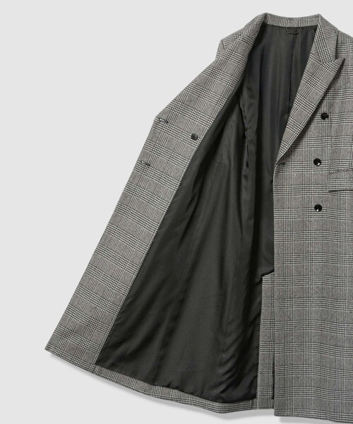 グレンチェックロングチェスターコート（チェスターコート