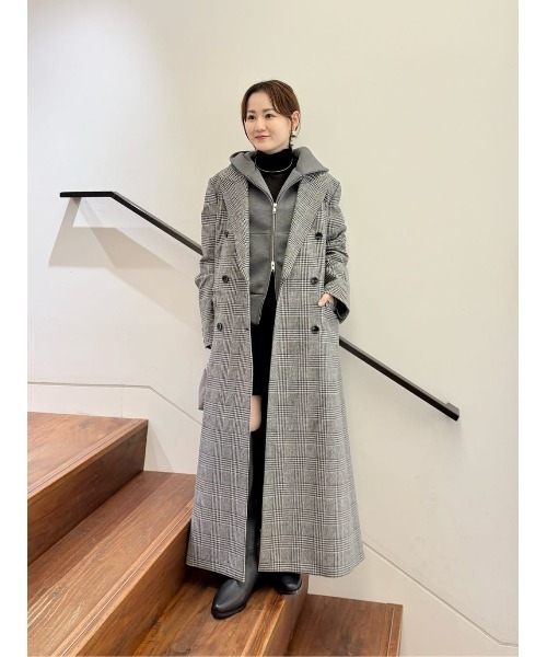 グレンチェックロングチェスターコート（チェスターコート