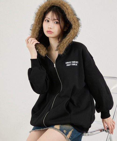 セール】ファーフードジップパーカー（パーカー）｜shrita（シュリータ