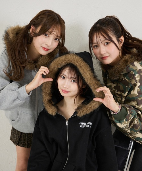 セール】ファーフードジップパーカー（パーカー）｜shrita（シュリータ