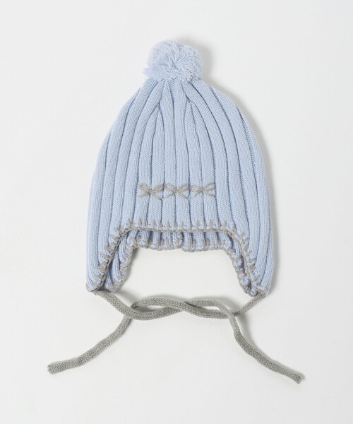 green label relaxing（グリーンレーベルリラクシング）の「リボン ニットキャップ / キッズ（ニットキャップ/ビーニー・キッズ・ライトブルー/ワイン・FREE）」の2枚目の写真