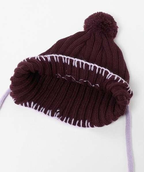 green label relaxing（グリーンレーベルリラクシング）の「リボン ニットキャップ / キッズ（ニットキャップ/ビーニー・キッズ・ライトブルー/ワイン・FREE）」の5枚目の写真