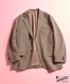 セール】袖ニットドッキングチェックテーラードジャケット（テーラード