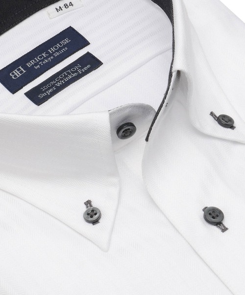 TOKYO SHIRTS(トウキョウシャツ)の「【超形態安定】 形態安定ノンアイロン ボタンダウン 長袖ビジネスワイシャツ(ビジネスシャツ・メンズ・ホワイト・首回り37cm-裄丈80cm/首回り39cm-裄丈80cm/首回り39cm-裄丈84cm/首回り41cm-裄丈82cm/首回り41cm-裄丈86cm/首回り42cm-裄丈82cm/首回り42cm-裄丈86cm/首回り43cm-裄丈82cm/首回り43cm-裄丈86cm/首回り37cm-裄丈84cm)」の2枚目の写真