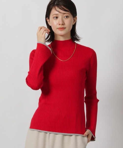 LAKOLE（ラコレ）の「12ゲージリブモックネックプルオーバー / 575979（ニット/セーター・レディース・その他2/ブラウン/レッド/ブラック・FREE）」の4枚目の写真