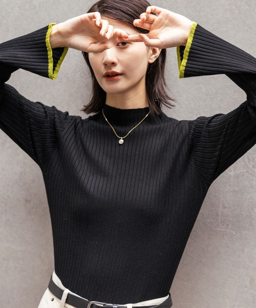 LAKOLE（ラコレ）の「12ゲージリブモックネックプルオーバー / 575979（ニット/セーター・レディース・その他2/ブラウン/レッド/ブラック・FREE）」の2枚目の写真