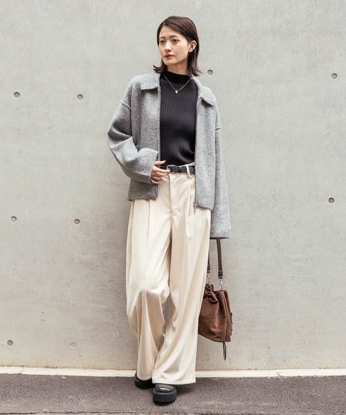 LAKOLE（ラコレ）の「12ゲージリブモックネックプルオーバー / 575979（ニット/セーター・レディース・その他2/ブラウン/レッド/ブラック・FREE）」の5枚目の写真