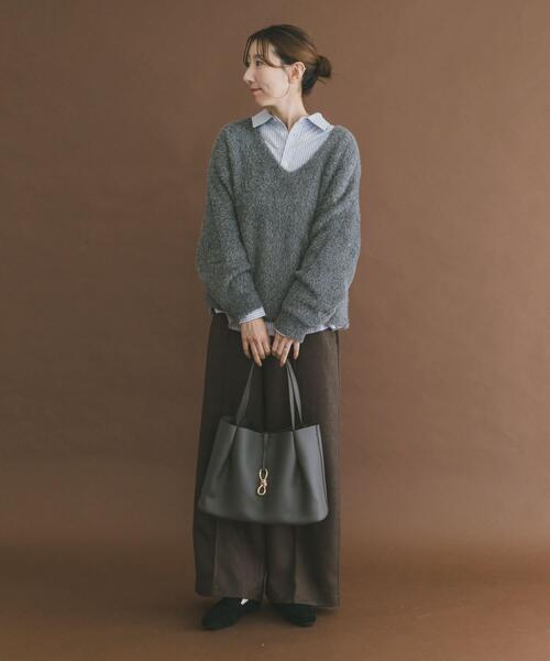 ITEMS URBANRESEARCH（アイテムズ アーバンリサーチ）の「アニモシャギーVネックニット（ニット/セーター・レディース・カーキ/グレー/ベージュ・FREE）」の7枚目の写真