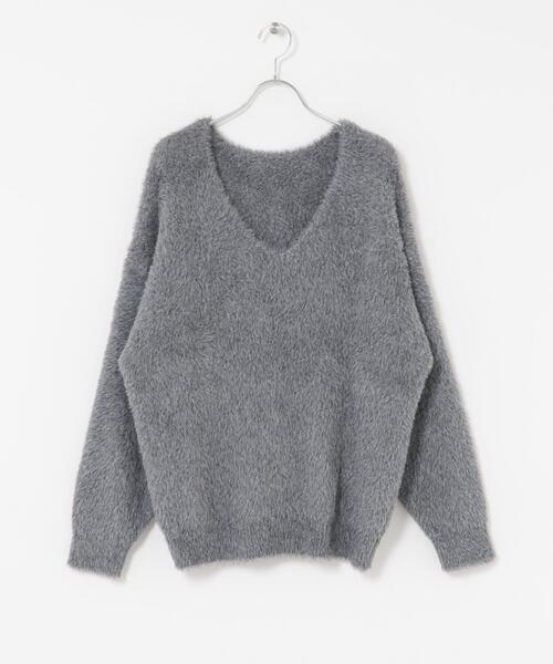 ITEMS URBANRESEARCH（アイテムズ アーバンリサーチ）の「アニモシャギーVネックニット（ニット/セーター・レディース・カーキ/グレー/ベージュ・FREE）」の9枚目の写真