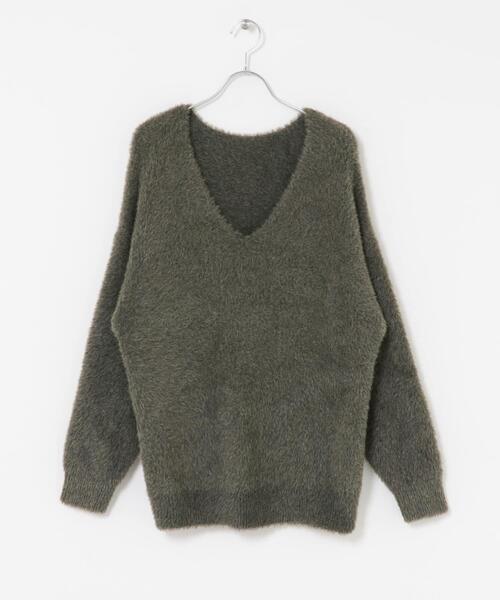 ITEMS URBANRESEARCH（アイテムズ アーバンリサーチ）の「アニモシャギーVネックニット（ニット/セーター・レディース・カーキ/グレー/ベージュ・FREE）」の21枚目の写真