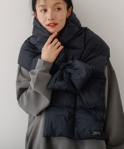 abahouse mavie（アバハウスマヴィ）の「【TAION】　ダウンスカーフ（ストール/ショール・レディース・ブラック/チョコ/アイボリー・フリー）」の4枚目の写真