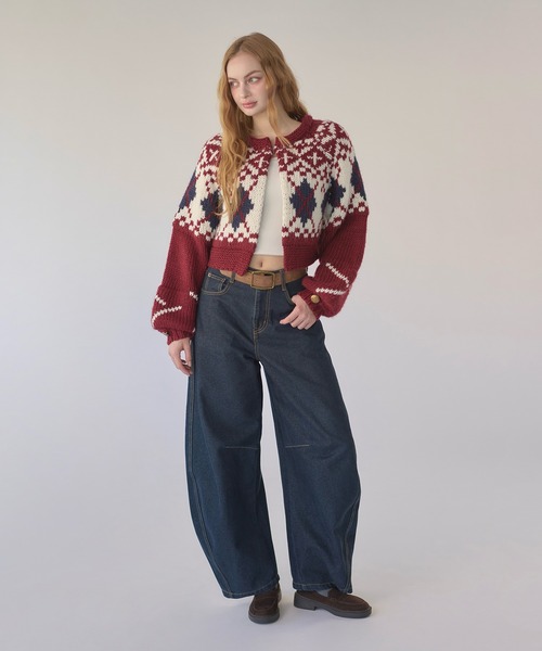 hazyl（ヘイジル）の「Nordic knit cardigan / ノルディックニットカーディガン（カーディガン/ボレロ・レディース・ボルドー/ネイビー・フリー）」の13枚目の写真
