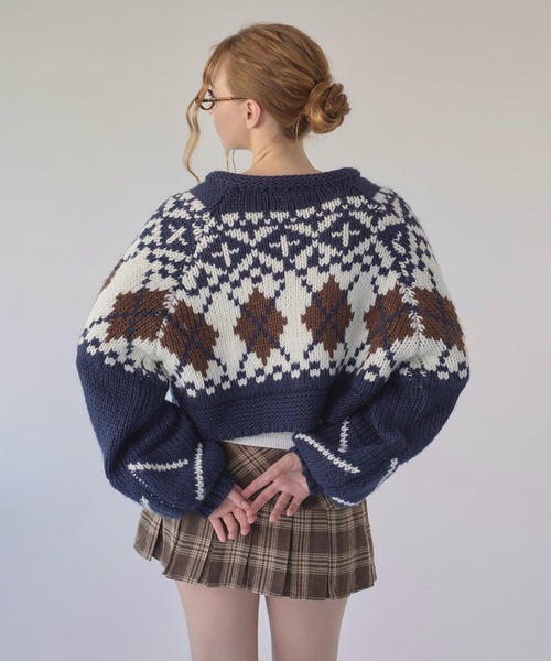 hazyl（ヘイジル）の「Nordic knit cardigan / ノルディックニットカーディガン（カーディガン/ボレロ・レディース・ボルドー/ネイビー・フリー）」の20枚目の写真