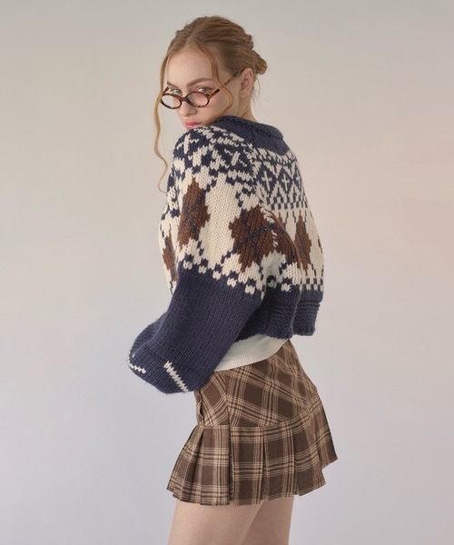hazyl（ヘイジル）の「Nordic knit cardigan / ノルディックニットカーディガン（カーディガン/ボレロ・レディース・ボルドー/ネイビー・フリー）」の21枚目の写真