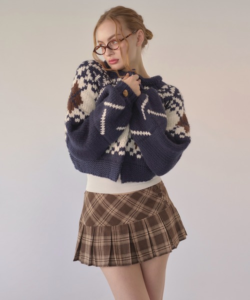 hazyl（ヘイジル）の「Nordic knit cardigan / ノルディックニットカーディガン（カーディガン/ボレロ・レディース・ボルドー/ネイビー・フリー）」の19枚目の写真