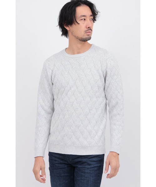 HIGH STREET(ハイストリート)の「イントレメランジモールコンビクルーネックKN(ニット/セーター・メンズ・グレー/ネイビー/ライトグレー・M/LL/L)」の2枚目の写真