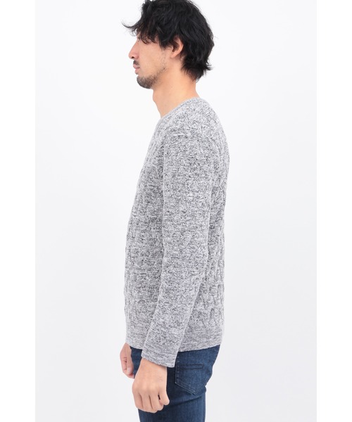 HIGH STREET(ハイストリート)の「イントレメランジモールコンビクルーネックKN(ニット/セーター・メンズ・グレー/ネイビー/ライトグレー・M/LL/L)」の6枚目の写真