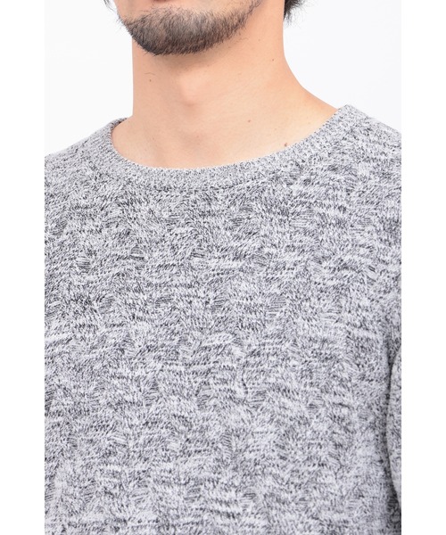 HIGH STREET(ハイストリート)の「イントレメランジモールコンビクルーネックKN(ニット/セーター・メンズ・グレー/ネイビー/ライトグレー・M/LL/L)」の8枚目の写真