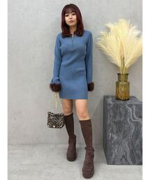 EVRIS | フェザーコンビニットミニワンピース(ワンピース)