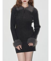 EVRIS | フェザーコンビニットミニワンピース(ワンピース)