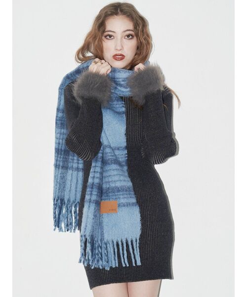 EVRIS（エヴリス）の「フェザーコンビニットミニワンピース（ワンピース・レディース・ブラック/ブルー/ブラウン・FREE）」の20枚目の写真