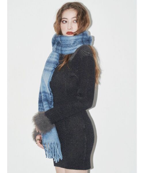 EVRIS（エヴリス）の「フェザーコンビニットミニワンピース（ワンピース・レディース・ブラック/ブルー/ブラウン・FREE）」の21枚目の写真