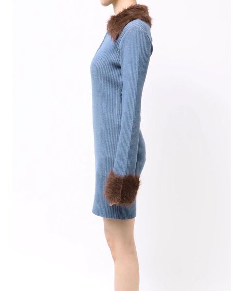 EVRIS（エヴリス）の「フェザーコンビニットミニワンピース（ワンピース・レディース・ブラック/ブルー/ブラウン・FREE）」の5枚目の写真