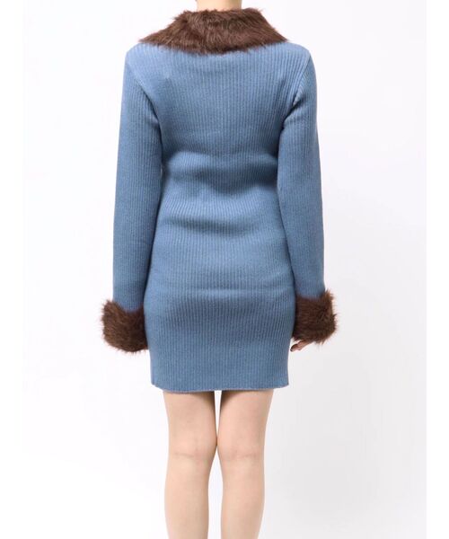 EVRIS（エヴリス）の「フェザーコンビニットミニワンピース（ワンピース・レディース・ブラック/ブルー/ブラウン・FREE）」の6枚目の写真