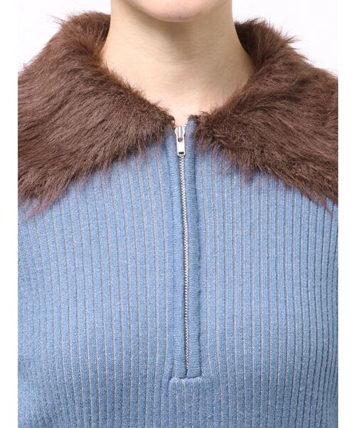 EVRIS（エヴリス）の「フェザーコンビニットミニワンピース（ワンピース・レディース・ブラック/ブルー/ブラウン・FREE）」の7枚目の写真