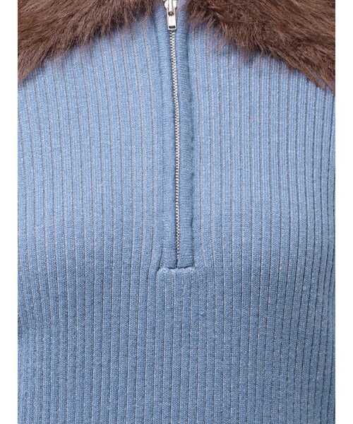 EVRIS（エヴリス）の「フェザーコンビニットミニワンピース（ワンピース・レディース・ブラック/ブルー/ブラウン・FREE）」の14枚目の写真