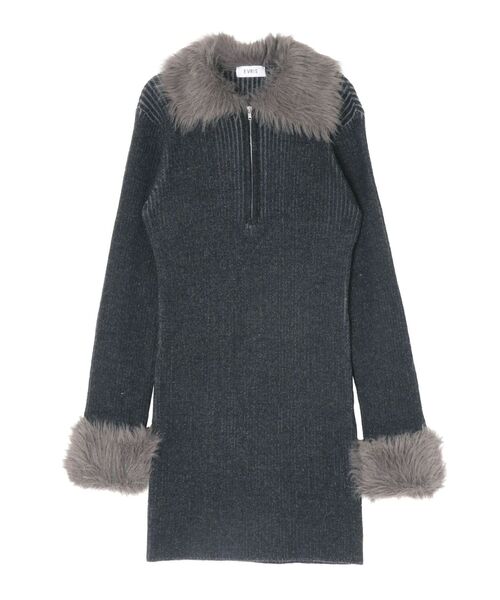 EVRIS（エヴリス）の「フェザーコンビニットミニワンピース（ワンピース・レディース・ブラック/ブルー/ブラウン・FREE）」の15枚目の写真