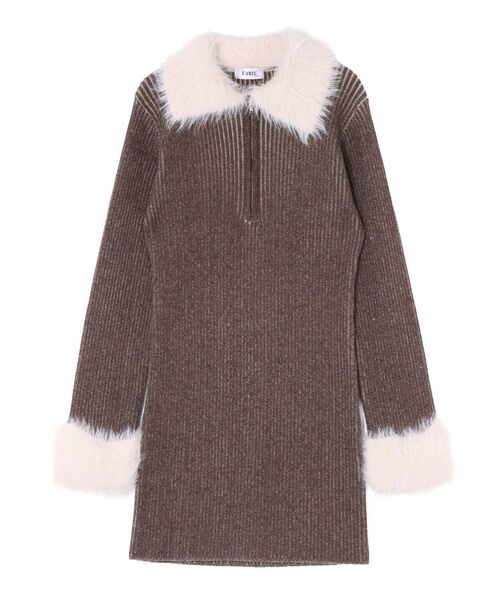 EVRIS（エヴリス）の「フェザーコンビニットミニワンピース（ワンピース・レディース・ブラック/ブルー/ブラウン・FREE）」の16枚目の写真