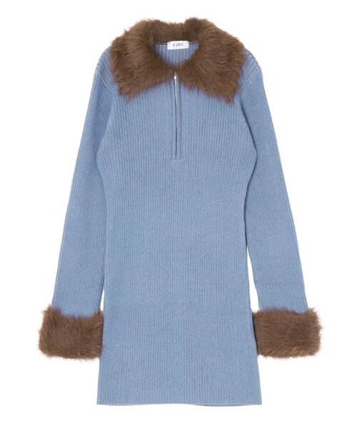 EVRIS（エヴリス）の「フェザーコンビニットミニワンピース（ワンピース・レディース・ブラック/ブルー/ブラウン・FREE）」の17枚目の写真