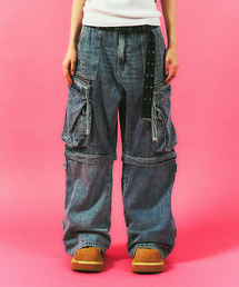 SCHISM INDUCING（スキズムインデューシング）の「DENIM BIG CARGO PANTS BLUE（デニムパンツ）」