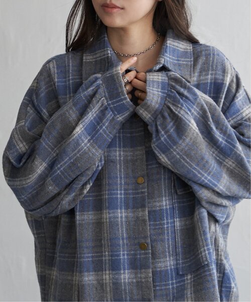 VENCEEXCHANGE（ヴァンスエクスチェンジ）の「起毛チェックオーバーシャツ（シャツ/ブラウス・レディース・ブラック/ブルー系/ブラウン・FREE）」の3枚目の写真