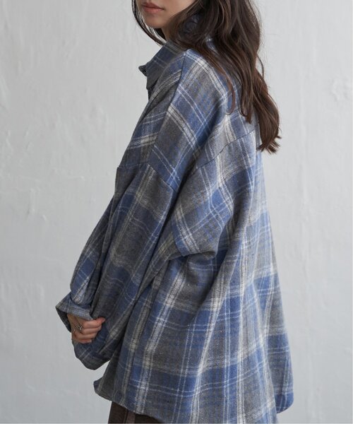 VENCEEXCHANGE（ヴァンスエクスチェンジ）の「起毛チェックオーバーシャツ（シャツ/ブラウス・レディース・ブラック/ブルー系/ブラウン・FREE）」の6枚目の写真