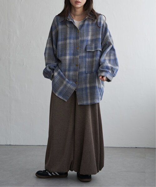 VENCEEXCHANGE（ヴァンスエクスチェンジ）の「起毛チェックオーバーシャツ（シャツ/ブラウス・レディース・ブラック/ブルー系/ブラウン・FREE）」の8枚目の写真