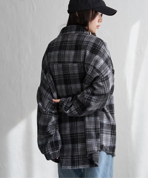 VENCEEXCHANGE（ヴァンスエクスチェンジ）の「起毛チェックオーバーシャツ（シャツ/ブラウス・レディース・ブラック/ブルー系/ブラウン・FREE）」の12枚目の写真