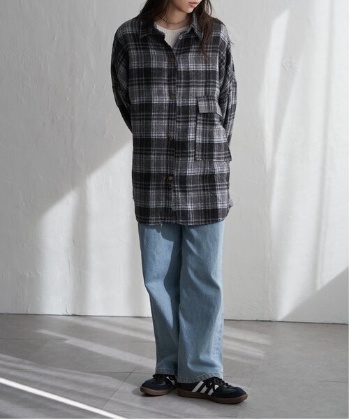 VENCEEXCHANGE（ヴァンスエクスチェンジ）の「起毛チェックオーバーシャツ（シャツ/ブラウス・レディース・ブラック/ブルー系/ブラウン・FREE）」の13枚目の写真