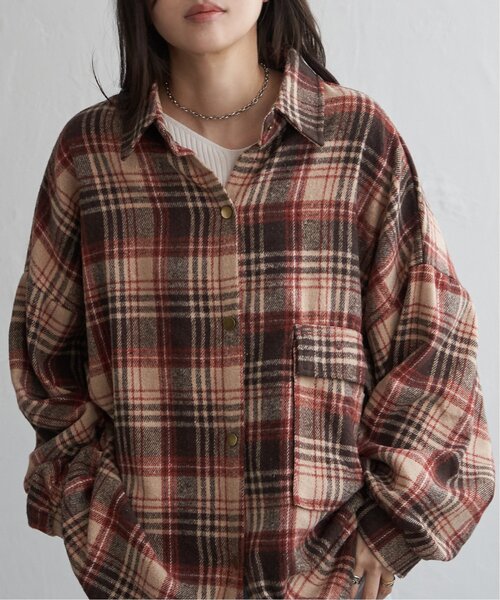 VENCEEXCHANGE（ヴァンスエクスチェンジ）の「起毛チェックオーバーシャツ（シャツ/ブラウス・レディース・ブラック/ブルー系/ブラウン・FREE）」の16枚目の写真