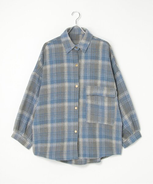 VENCEEXCHANGE（ヴァンスエクスチェンジ）の「起毛チェックオーバーシャツ（シャツ/ブラウス・レディース・ブラック/ブルー系/ブラウン・FREE）」の21枚目の写真