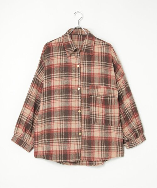 VENCEEXCHANGE（ヴァンスエクスチェンジ）の「起毛チェックオーバーシャツ（シャツ/ブラウス・レディース・ブラック/ブルー系/ブラウン・FREE）」の22枚目の写真