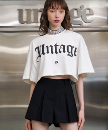 ロゴプリントケープクロップ半袖Tシャツ[ホワイト(WOMAN)]_UTT-ST37