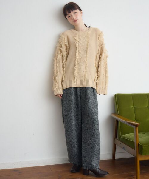 RETRO GIRL（レトロガール）の「ミックスフリンジNTPO（ニット/セーター・レディース・ナチュラル/ブルー/ブラウン・FREE）」の5枚目の写真