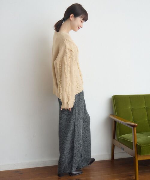 RETRO GIRL（レトロガール）の「ミックスフリンジNTPO（ニット/セーター・レディース・ナチュラル/ブルー/ブラウン・FREE）」の6枚目の写真