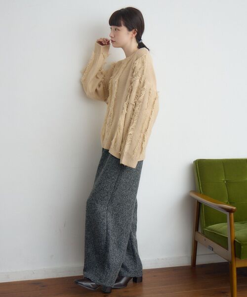 RETRO GIRL（レトロガール）の「ミックスフリンジNTPO（ニット/セーター・レディース・ナチュラル/ブルー/ブラウン・FREE）」の8枚目の写真